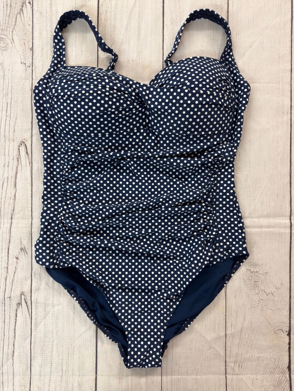 NipTuck ladies sz 10 Navy Polka Dot One-Piece Swimsuit.